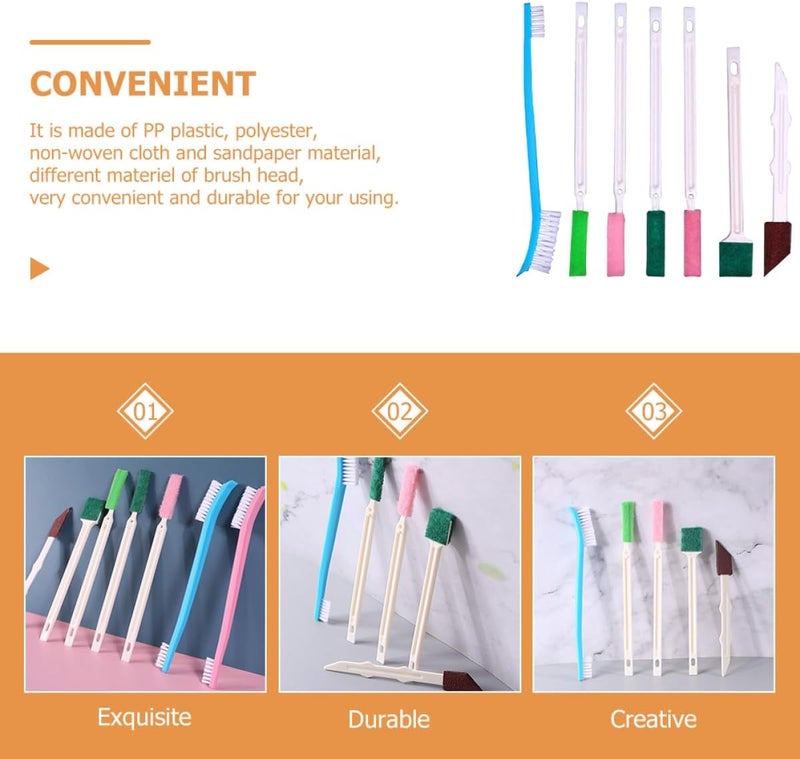 7pcs Disposable Crevice Cleaning Brush Set Detail Cleaning Tool with Soft Bristles for Bathroom Toilet Window Grooves and Car Interior Deep - Image 5