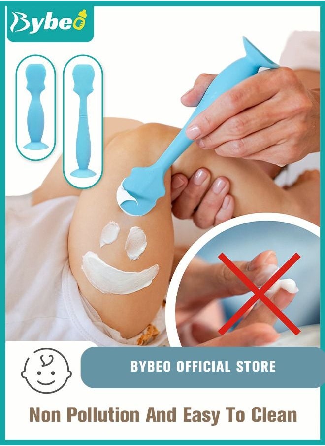 Bybeo 2 Packs Diaper Cream Spatula + Mini Baby Bottom Brush for Infant Cream with Travel Case  - Image 1