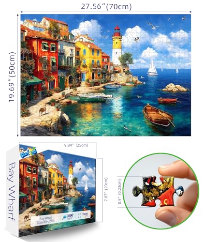 Blueforest Summer Colorful Coastal Village 1000 Piece Puzzle for Adults Fun Puzzles for Adults 1000 Pieces with HD Print Poster 275 197 in Dust Free for Gifts Halloween Christmas Family Games Lovers - Image 5