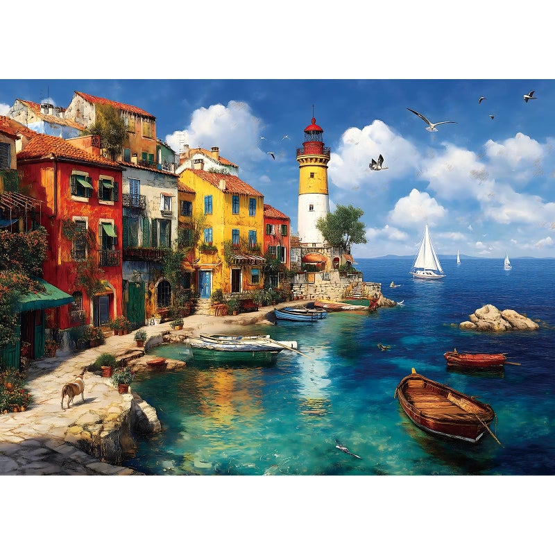 Blueforest Summer Colorful Coastal Village 1000 Piece Puzzle for Adults Fun Puzzles for Adults 1000 Pieces with HD Print Poster 275 197 in Dust Free for Gifts Halloween Christmas Family Games Lovers - Image 3