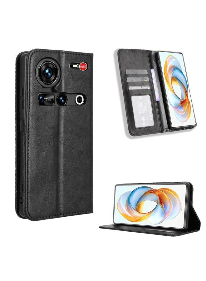 The Bros Case For ZTE nubia Z70 Ultra Magnetic Buckle Retro Texture Leather Phone Case
