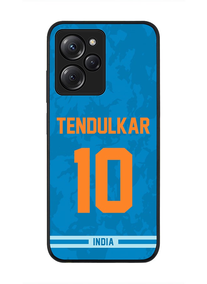Stylizedd - Cover for Poco X5 Pro, Rugged Black Slim fit Soft Flexible Thin Protective Phone Cases - Player Name - Sachin Tendulkar, Jersey Number- 10 - Image 1