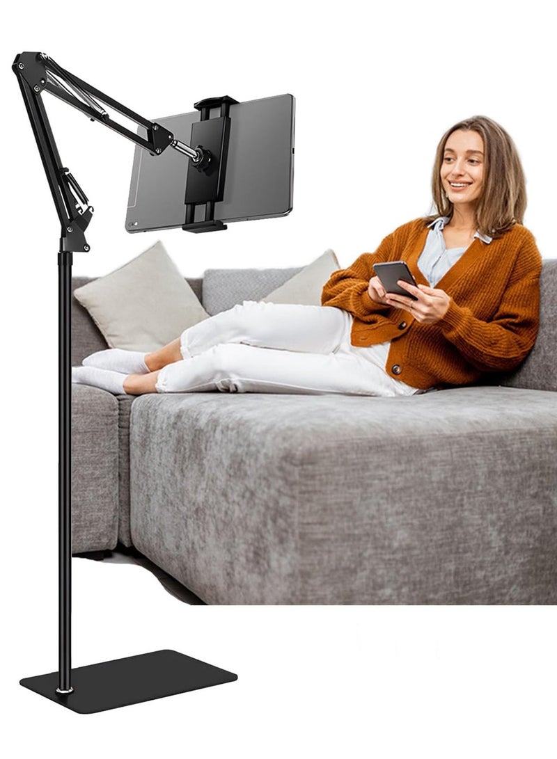 APEX Heavy-Duty Floor Phone Stand with 360° Rotation - Adjustable Tablet Holder for iPad/iPhone (4.7-13 Inch), Sturdy Metal Base for Living Room/Bedroom, Microphone Stand - Image 4