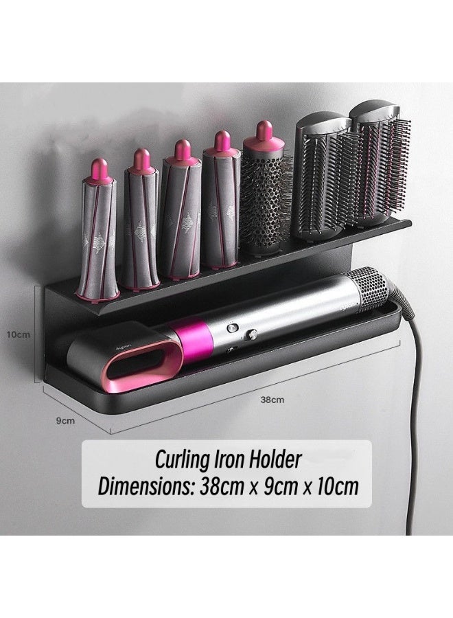 Curling Iron Accessories Storage Rack Adhesive-backed wall-mounted bracket Holds curling iron attachments Suitable for bathrooms, bedrooms, hair salons and barbershops (Black) - Image 1