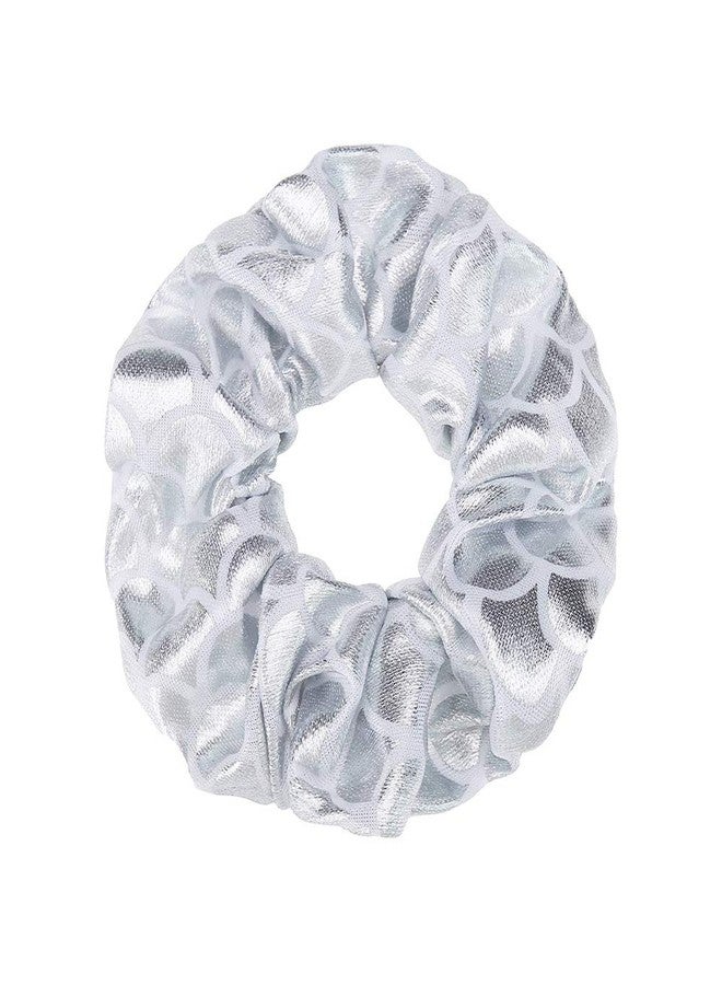 KINFENE 6 Pcs Mermaid Bronzing Hologram Metallic Hair Scrunchies Hair Bobbles Two-tone Elastics Ponytail Holders Hair Wrist Ties Bands Scrunchies for Show Gym Dance Party Cosplay for Girl (Silver) - Image 2
