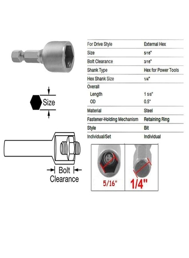Saim 5/16" Nut Driver Drill Bit Set, 10 PCS Hex Magnetic Impact Nut Setter Socket Driver, 1/4" Hex Shank, 12 x 41mm, Chrome Vanadium Steel - Image 4