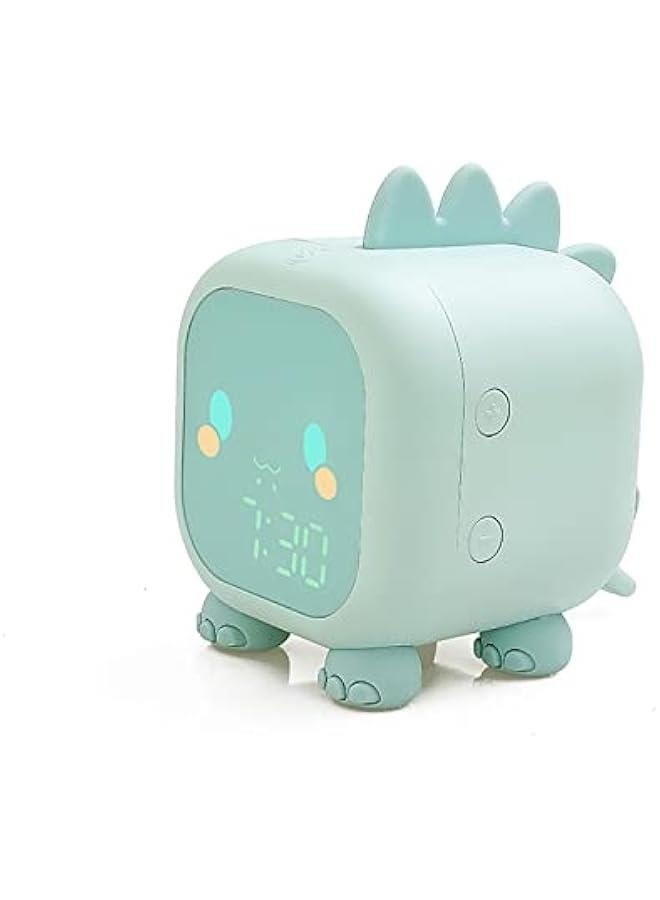 Kids Alarm Clock, Cute Dinosaur Wake up Light Sleep Trainer Clock, Dinosaur Bedroom Decor Alarm Clock Night Light, Birthday Gift for Boys Girls (Green)  - Image 1