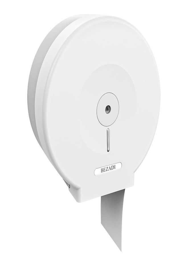 BEZADI Jumbo Toilet Paper Dispenser Wall Mount Waterproof Large Capacity Single Roll for Restrooms with Lock ABS White - Image 1