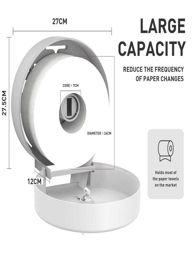 BEZADI Jumbo Toilet Paper Dispenser Wall Mount Waterproof Large Capacity Single Roll for Restrooms with Lock ABS White - Image 3