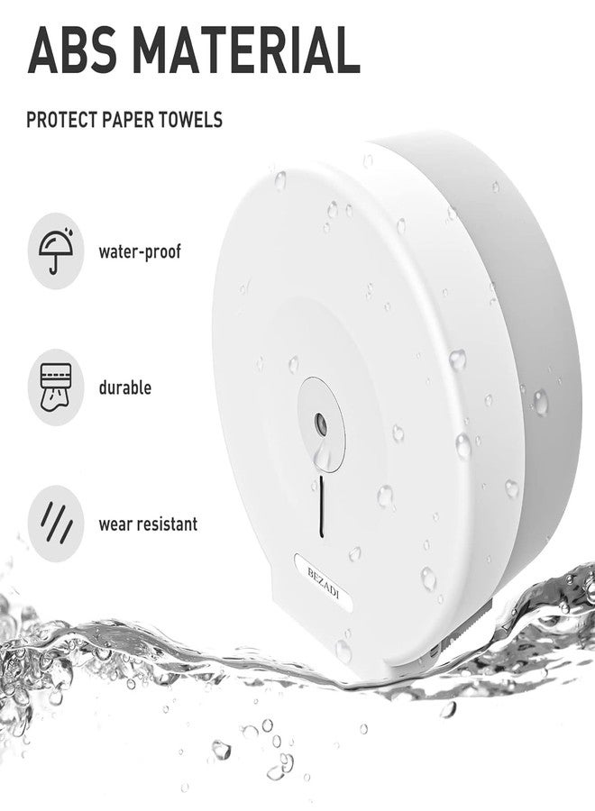 BEZADI Jumbo Toilet Paper Dispenser Wall Mount Waterproof Large Capacity Single Roll for Restrooms with Lock ABS White - Image 4