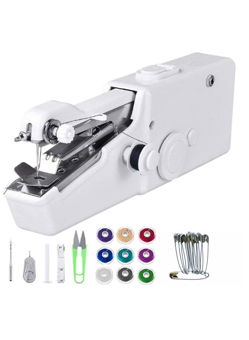OMEVE Portable Sewing Machine, Portable Handheld Electric Sewing Machine Mini Manual Sewing Machine, Battery-Operated Convenience, Ready-To-Use Accessories Kit, User-Friendly for Beginners - Image 1