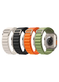 Generic 4Pack for Apple Watch Alpine Loop Band 49mm/45mm/44mm Nylon Woven Sport Strap Compatible with iWatch Series 8/Ultra/7/SE/6/5/4/3/2/8 White/Green/Orange/Black  - Image 1