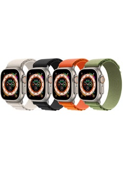 Generic 4Pack for Apple Watch Alpine Loop Band 49mm/45mm/44mm Nylon Woven Sport Strap Compatible with iWatch Series 8/Ultra/7/SE/6/5/4/3/2/8 White/Green/Orange/Black  - Image 2