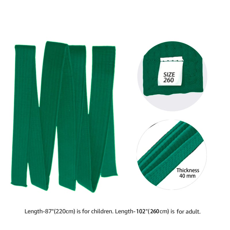 Hithop Hithop 8.6ft Long Soft Belt for Martial Arts Karate Taekwondo Judo (Green)  - Image 2