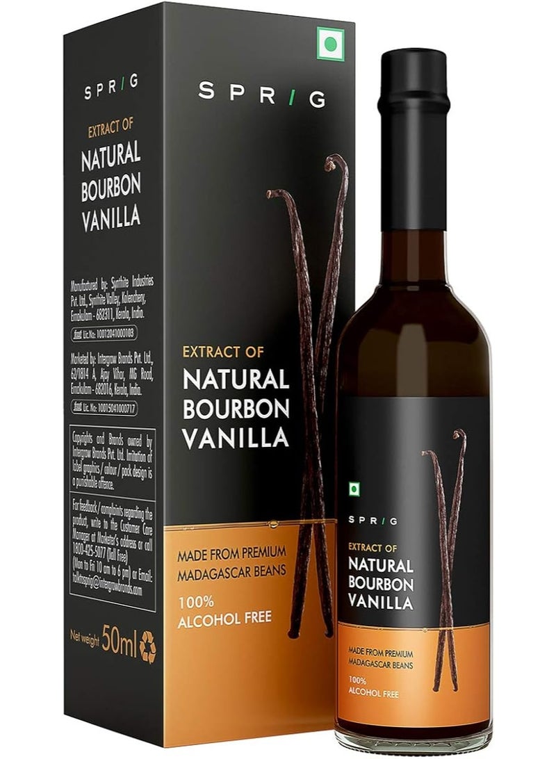 SPRIG Natural Bourbon Vanilla Extract, 50ml , Halal & 100% Alcohol Free Pure, Gluten Free, Non GMO ,Made With Madagascar Vanilla Beans, For Baking & Cooking - Image 1