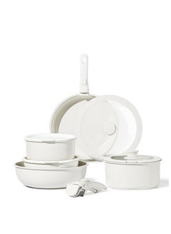 CAROTE CAROTE 11pcs Pots and Pans Set, Nonstick Cookware Sets Detachable Handle, Induction RV Kitchen Set Removable Handle, Oven Safe, Cream White  - Image 1