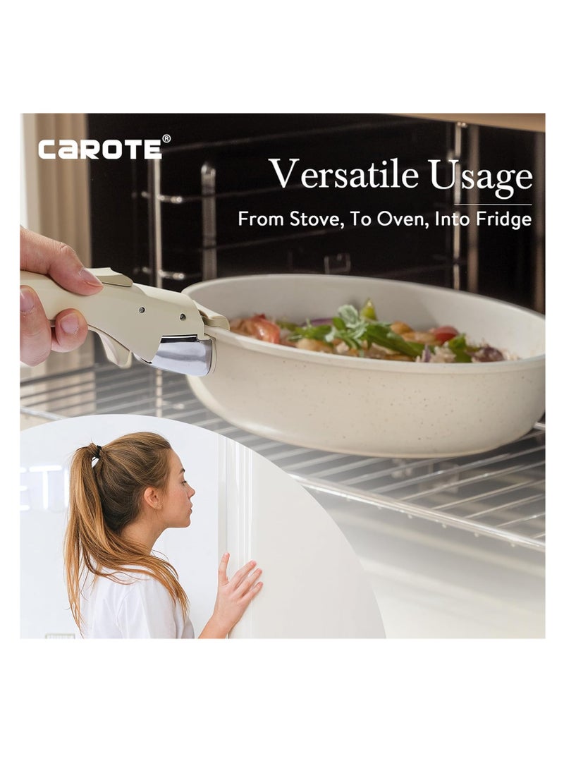 CAROTE - CAROTE 11pcs Pots and Pans Set, Nonstick Cookware Sets Detachable Handle, Induction RV Kitchen Set Removable Handle, Oven Safe, Cream White - Image 1