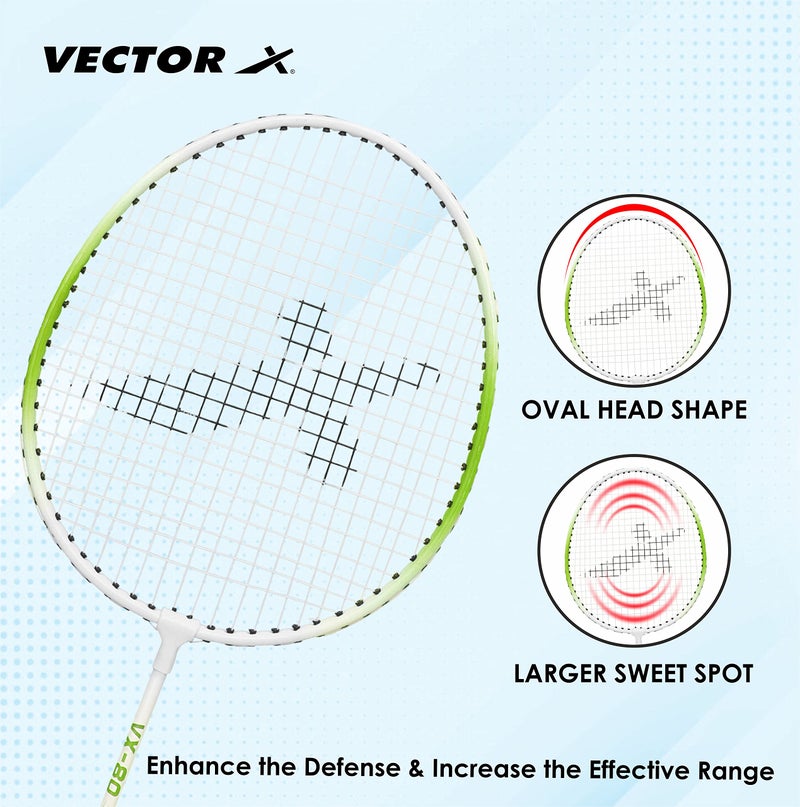 Vector X VXB-80 Badminton Racquet (1 PC Racquet + 3/4 Cover, Green) - Image 3