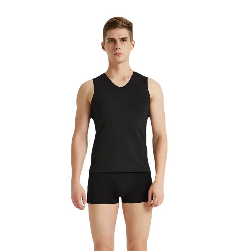 general Men's Ice Silk V-Neck Vest Sleeveless Body Sculpting Fit Summer Slim - Image 5