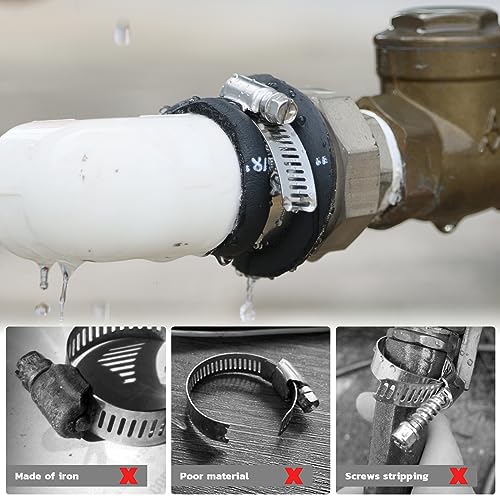 OURU 175PCS Hose Clamps Stainless Steel Assortment Adjustable 1/4"-2"(6-51mm) Worm Gear Hose Clamp, Heavy Duty Metal Small Hose Clamps for Automotive, Pipe, Radiator Plumbing, Fuel Line - Image 5
