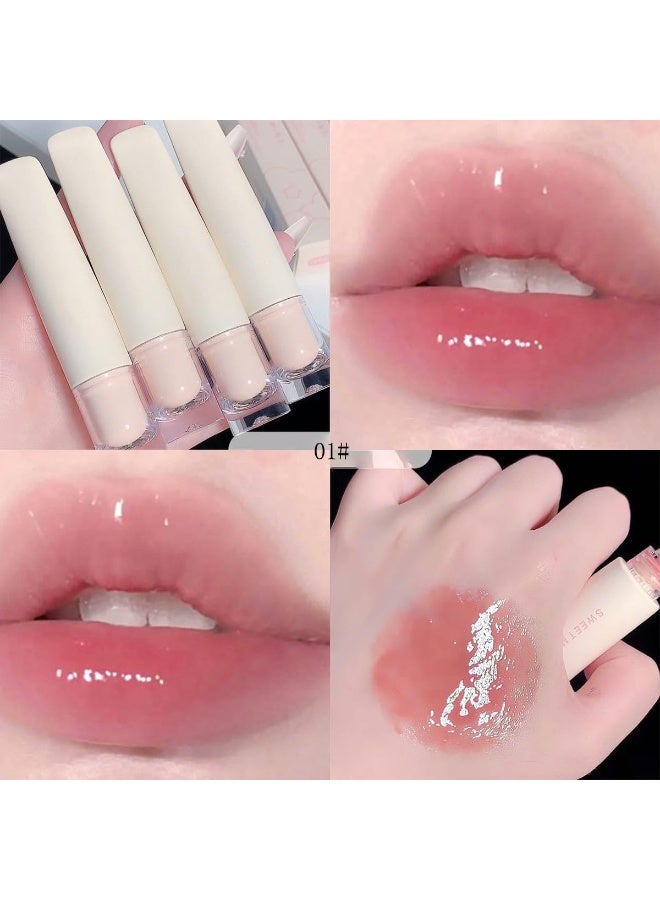 Bukela 4 Pcs Hydrating Jelly Lip Gloss, Long Lasting Waterproof Non-Stick Cup Lip Glaze Set, Moisturizing Tinted Lip Balm, Mirror Liquid Lipsticks Brighten Plumping Lipstick - Image 2