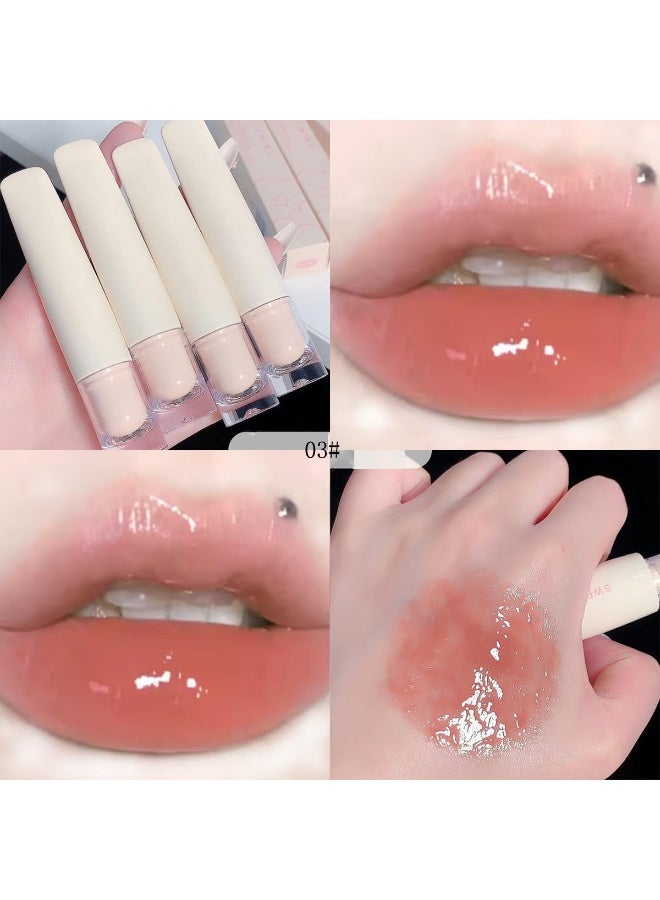 Bukela 4 Pcs Hydrating Jelly Lip Gloss, Long Lasting Waterproof Non-Stick Cup Lip Glaze Set, Moisturizing Tinted Lip Balm, Mirror Liquid Lipsticks Brighten Plumping Lipstick - Image 4