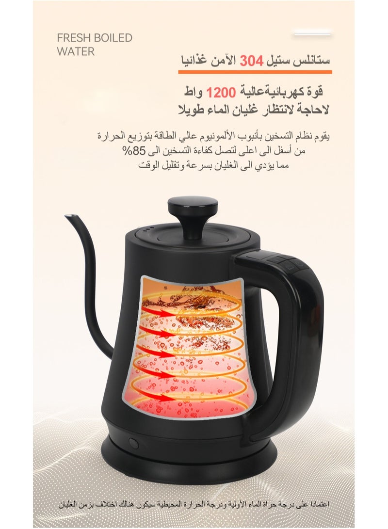 INVEIN Electric Gooseneck Kettle 1L - Temperature Control & Hold - 1200W Stainless Steel Electric Water Kettle - Coffee Kettle for Specialty Coffee Pour-Over, Quick Heating & Dry-Boil Protection - Image 3