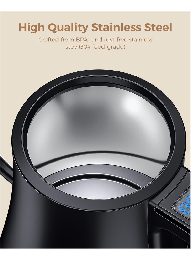 INVEIN Electric Gooseneck Kettle 1L - Temperature Control & Hold - 1200W Stainless Steel Electric Water Kettle - Coffee Kettle for Specialty Coffee Pour-Over, Quick Heating & Dry-Boil Protection - Image 5