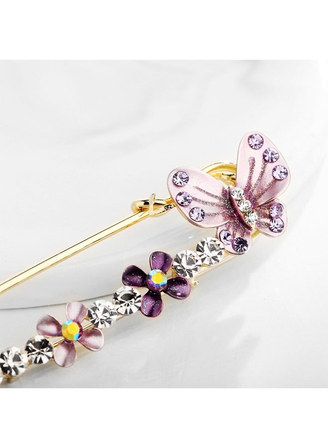 Beyond 2 Pcs erfly Flower Brooche, Anti Rust and Anti Fading Alloy Brooch Pins, Scarf buckle Corsage Scarf Clip Women Girls (Orange+Purple) - Image 3