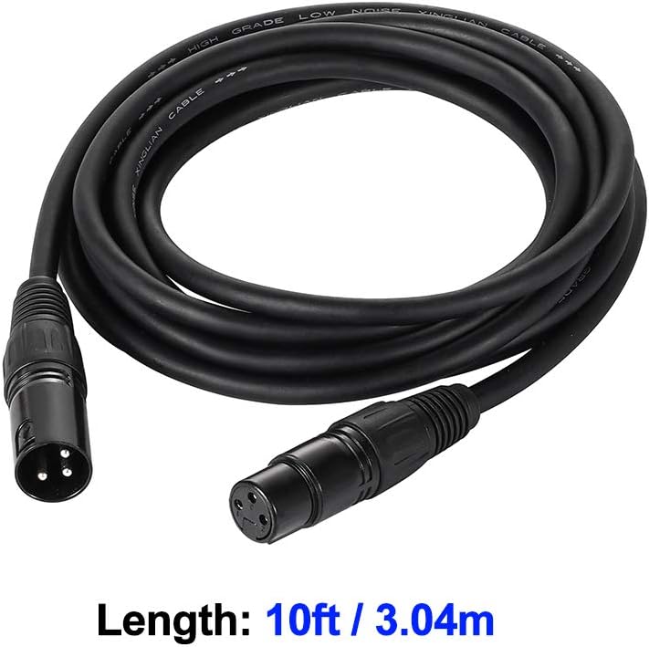 EYESHOT 10ft / 3.04m DMX Cable, 4 Packs 3 Pin DMX Cables DMX Wires, DMX512 XLR Male to Female Stage Light Signal Cable with Metal Connectors, Connection for Stage & DJ Lighting fixtures - Image 2