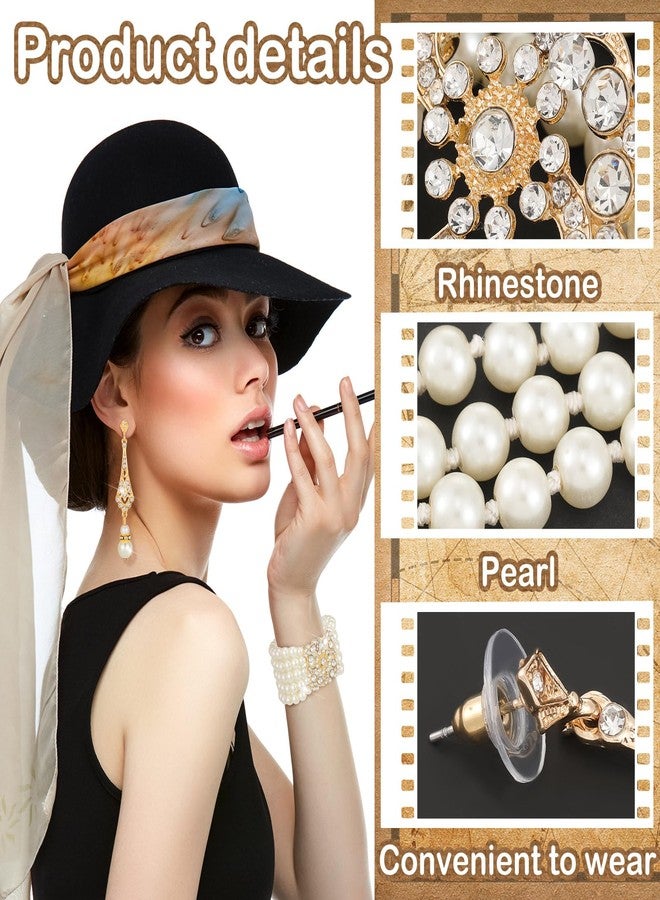 Maitys 1920s Pearl Jewelry Set - 3 Pcs Including Necklace, Dangle Rhinestone Earrings, and Multilayer Bracelet for Women's Halloween Party (Novelty) - Image 5