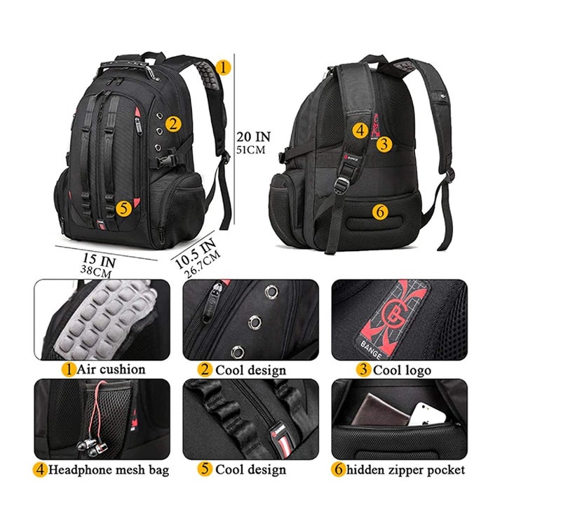 Red Lemon Swisslook Polyester Bange Series 45L 15.6-inch Laptop Bags Backpack for Men and Women Semi Waterproof USB with Anti Theft Pocket Travel Backpack - Image 4