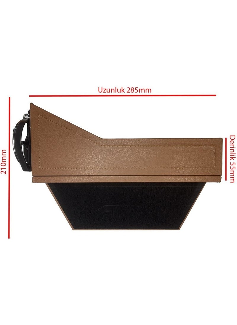 Techmaster Leather Covered Driver Seat Side Organizer Cup Holder for Vehicle Brown  - Image 4
