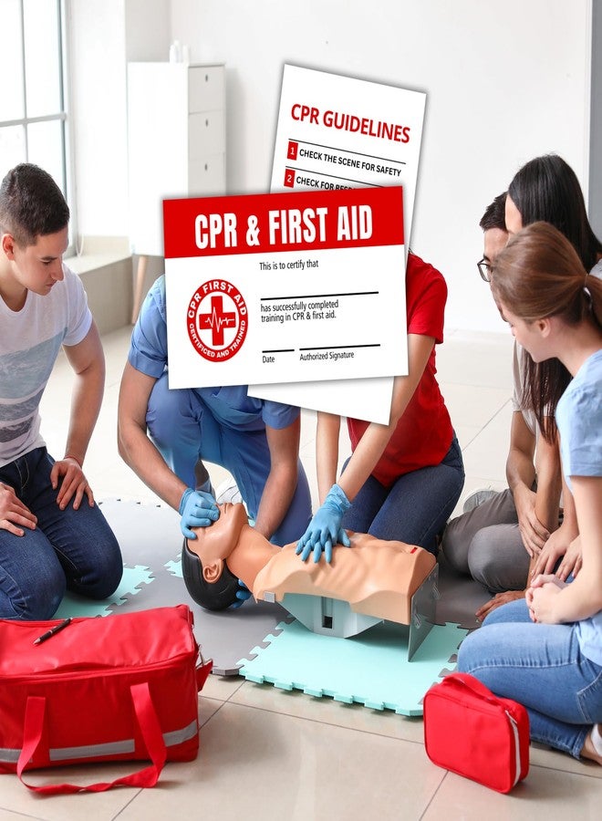 Lashicorn بطاقة محفظة شهادة معتمدة للإسعافات الأولية CPR | 30 حزمة 2x3.5 بوصة ورق كاردستوك تعليمات نصائح دليل جيب اتصالات الطوارئ مدرب الصف - Image 5