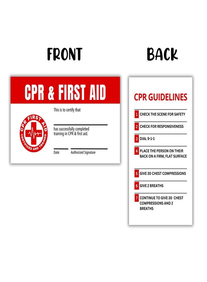 Lashicorn بطاقة محفظة شهادة معتمدة للإسعافات الأولية CPR | 30 حزمة 2x3.5 بوصة ورق كاردستوك تعليمات نصائح دليل جيب اتصالات الطوارئ مدرب الصف - Image 3