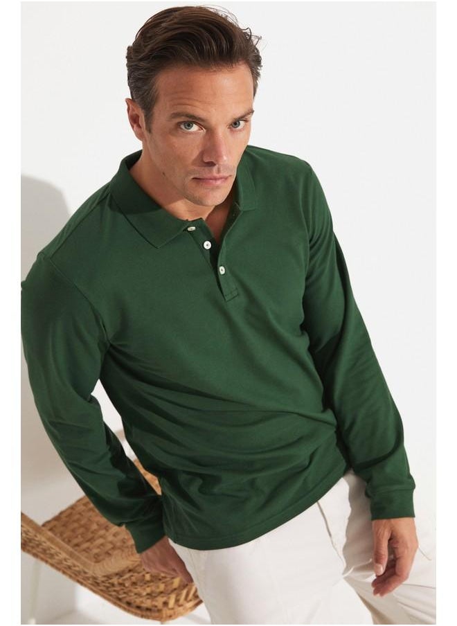 June Men Regular Fit Long Sleeve Polo Neck Tshirt Dark Green - pzsku/ZE590B0A80312EE505A1FZ/45/_/1728481480/9245f9cf-5110-46fe-8275-6ab88df437bf