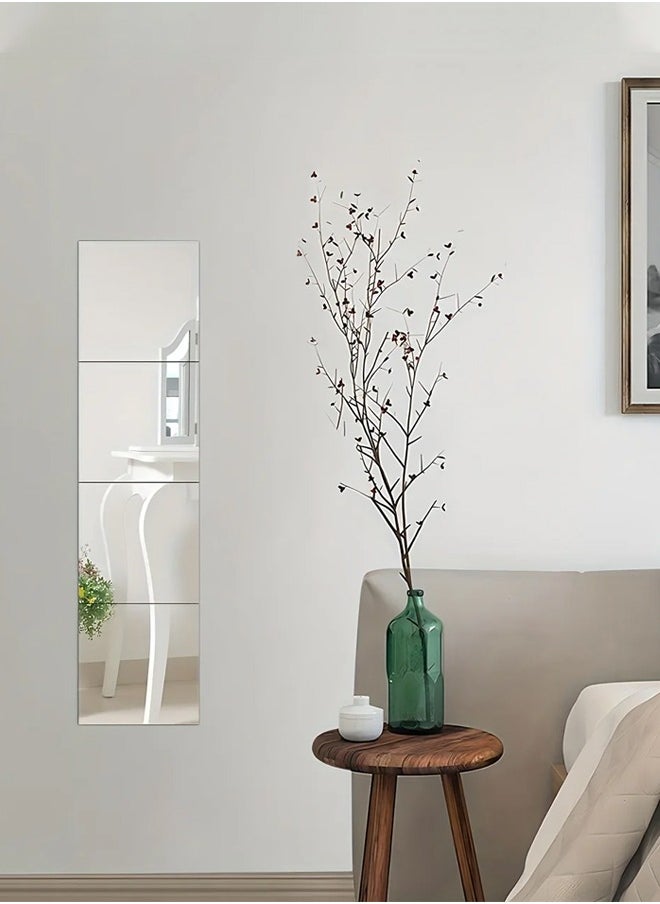 Taimi Full Dimension Wall Mirror Tiles Set 30 x 30 cm 4 Pieces Frameless Wall Mirror Self-adhesive Makeup Mirror for Door and Base for Bedroom and Living Room  - Image 3