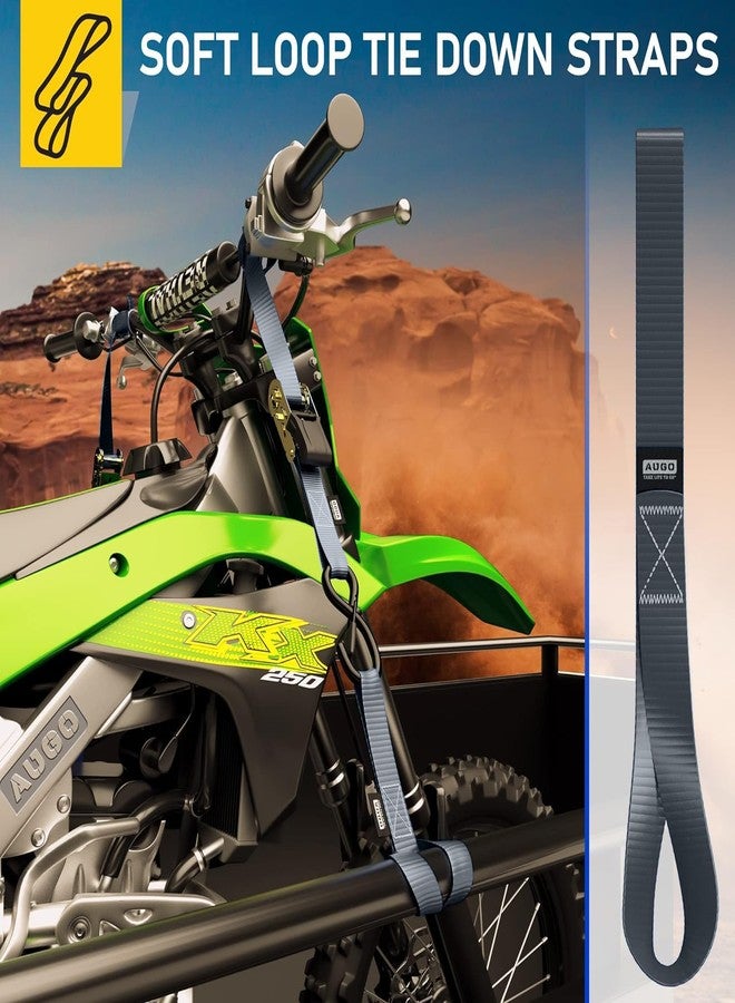 AUGO Soft Loop Tie Down Straps - 1,500 Load Capacity & 4,500 Lbs Breaking Strength - 6 Pack - Loops for Securing ATV, UTV, Motorcycles, Scooters, Dirt Bikes, Lawn & Garden Equipment - by AUGO - Image 5