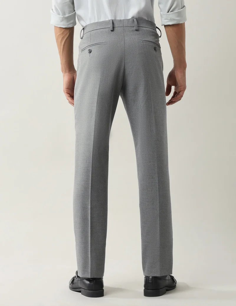 Arrow Grey Regular Fit Twill Autoflex Trousers for Men | Best Price UAE
