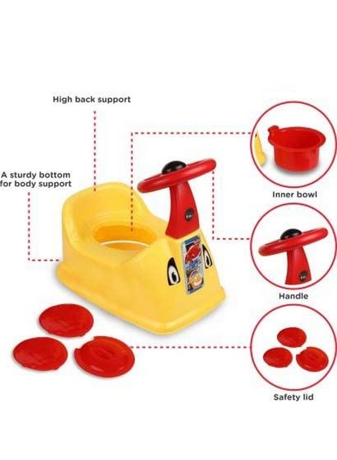 KORBOX Toilet Trainer Potty Training Seat Chair For Kids Infant Potty Toilet Chair With Removable Tray & Closing Lid (Yellow) - Image 4