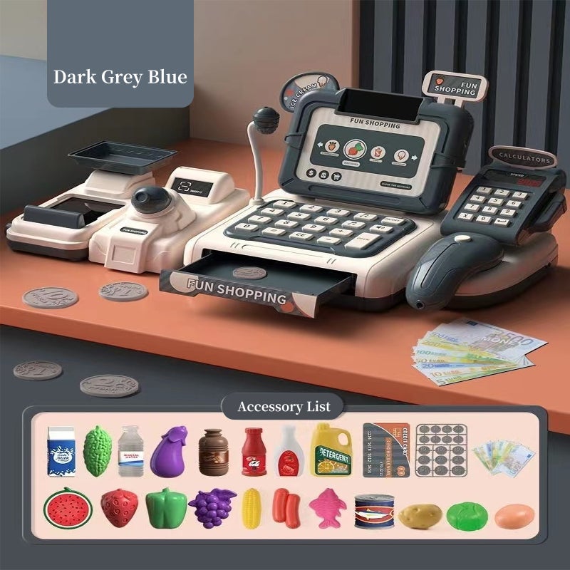 Cash Register for Kids, Pretend Play Cash Register with Scanner, Cuttable Food & Microphone Calculator Cash Register for Toddler, Gift - Image 1