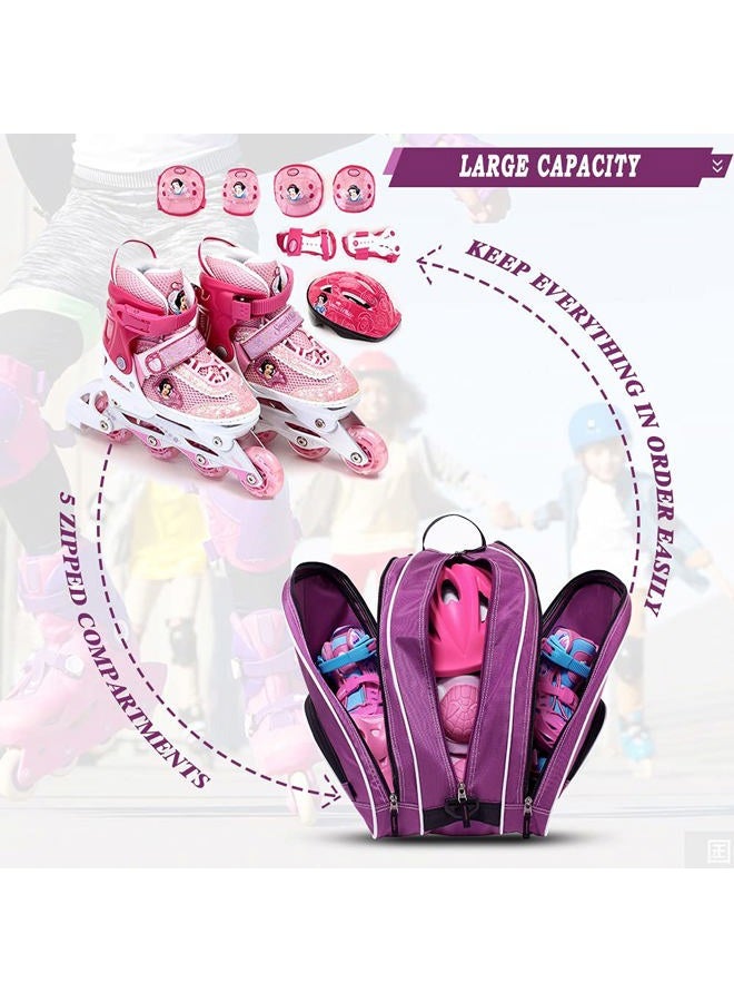 TOPOWN Ice Skate Bag Roller Skates Bag for Men Inline Skate Bag for Women Roller Skate Bag Premium Black Ice Skate Bag Rose Red Rollerblades Bag - Image 2