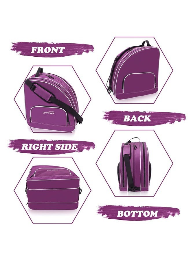 TOPOWN Ice Skate Bag Roller Skates Bag for Men Inline Skate Bag for Women Roller Skate Bag Premium Black Ice Skate Bag Rose Red Rollerblades Bag - Image 5