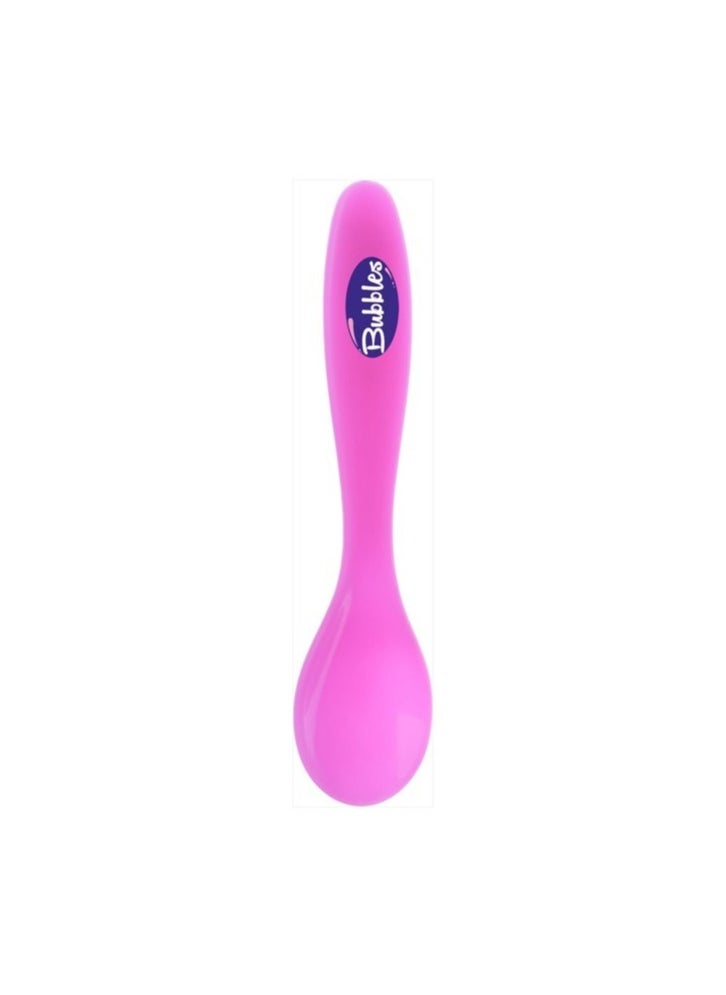 Bubbles Bubbles two Plastic Spoons for Kids-White & Pink  - Image 3