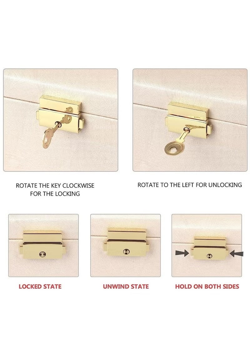 Beauenty Jewelry Organizer Box, PU Leather Jewelry Storage Box with Mirror and Lock, Portable Jewelry Case for Watch, Rings, Necklace, Bracelet, Earring(Pink) - Image 5