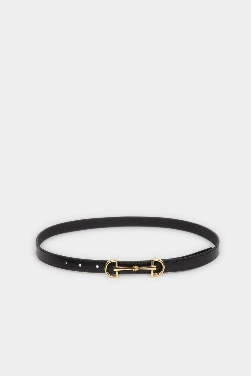 Woman Oval Buckle Faux Leather