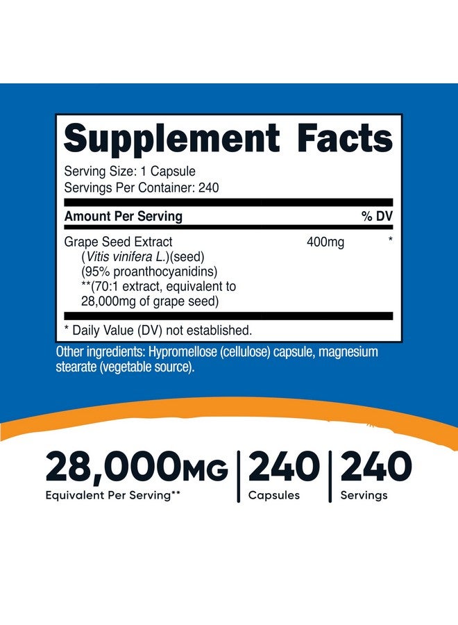 مستخلص بذور العنب من نيوتريكوست، 28000 ملغ، 240 كبسولة - غير معدل وراثيًا، خالٍ من الغلوتين، مناسب للنباتيين - Image 2