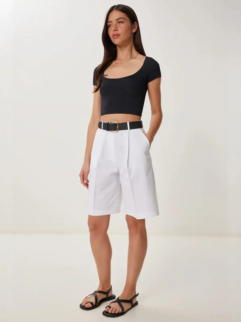 Happiness İstanbul ISTANBUL Belted woven tailored shorts