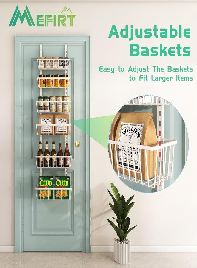 Mefirt 13.8" W Narrow Over The Door Pantry Organizer, Pantry Organization and Storage, 6-Tier Metal Hanging Deep Basket Wall Spice Rack Seasoning Shelves, Home & Kitchen Essentials, White - Image 3