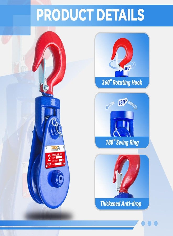 TKK 2 Ton Block with Swivel Hook, 3" Sheave for 3/8" Wire Rope - Heavy-Duty Pulley 4400lbs for Efficient Towing and Recovery Operations on Rollback, Wrecker, and Car Hauler Winches - Image 2